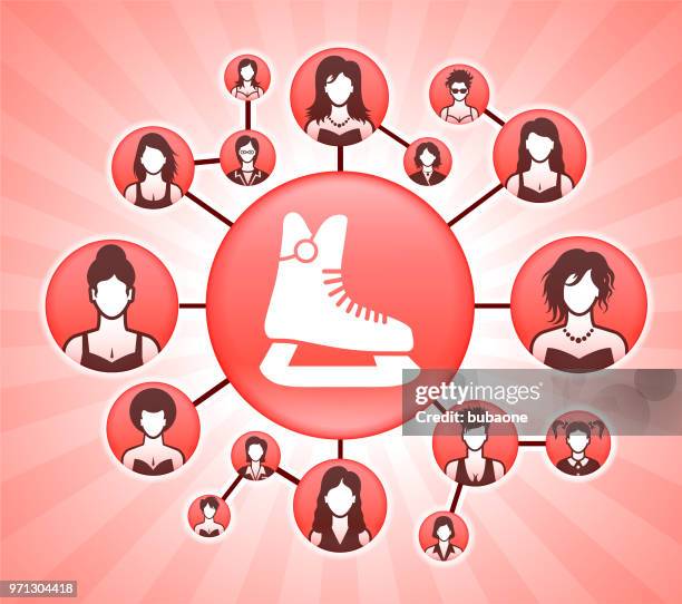 ice skates women's rights pink vector background - ice chest stock illustrations