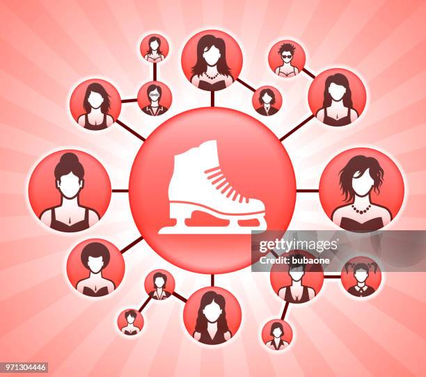 ice skates women's rights pink vector background - ice chest stock illustrations