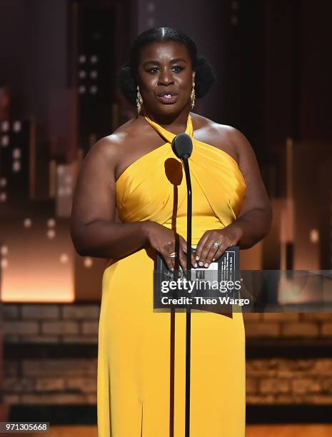 Uzo Aduba presents an award onstage during the 72nd Annual Tony Awards at Radio City Music Hall on June 10, 2018 in New York City.