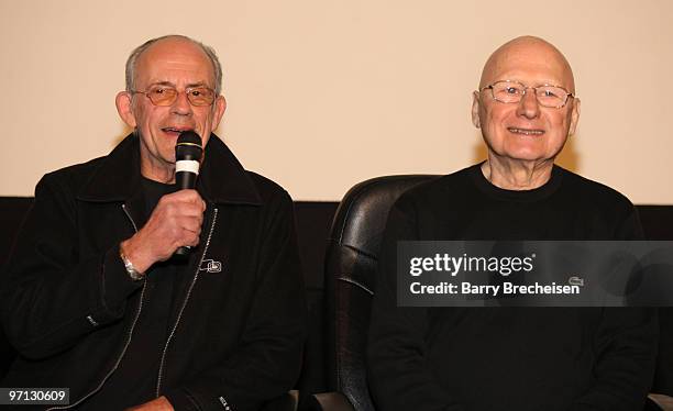 Christopher Lloyd and James Tolkan attends the 25th anniversary screening of "Back To The Future" at Hollywood Blvd Cinema on February 26, 2010 in...
