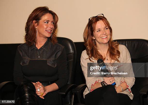 Claudia Wells and Lea Thompson attends the 25th anniversary screening of "Back To The Future" at Hollywood Blvd Cinema on February 26, 2010 in...