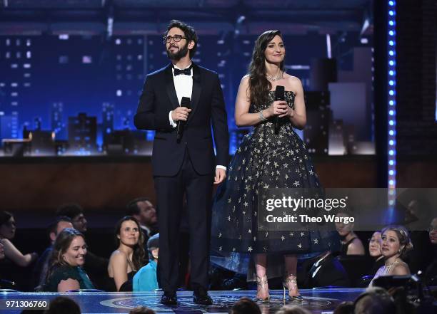 Josh Groban and Sara Bareilles speak onstage during the 72nd Annual Tony Awards at Radio City Music Hall on June 10, 2018 in New York City.