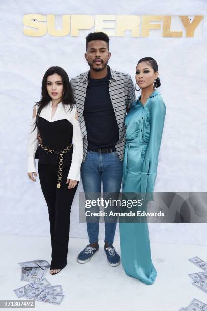 Actors Andrea Londo, Trevor Jackson and Lex Scott Davis arrive at a special screening of "SuperFly" hosted by Sony Pictures Entertainment at Sony...