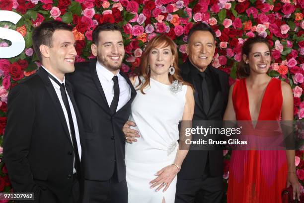 Sam Springsteen, Evan Springsteen, Patti Scialfa, Bruce Springsteen, and Jessica Springsteen attend the 72nd Annual Tony Awards at Radio City Music...