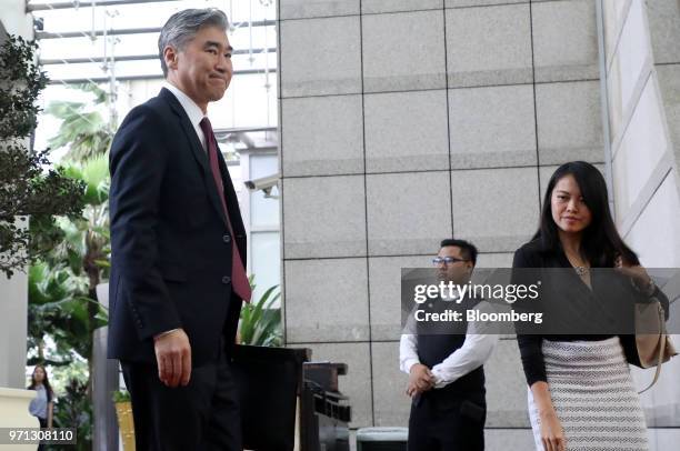 Sung Kim, U.S. Ambassador to the Philippines and former special representative for North Korea policy, left, arrives at the Ritz Carlton hotel in...