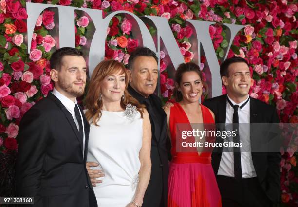 Sam Springsteen, Patti Scialfa, Bruce Springsteen, Jessica Springsteen and Evan Springsteen attend the 72nd Annual Tony Awards at Radio City Music...