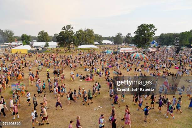 Festivalgoers seen during day 4 of the 2018 Bonnaroo Arts And Music Festival on June 10, 2018 in Manchester, Tennessee.