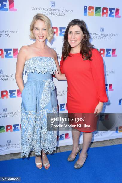 Yael Grobglas and Mayim Bialik attend the 70th Anniversary of Israel celebration in Los Angeles on Sunday, June 10, 2018.