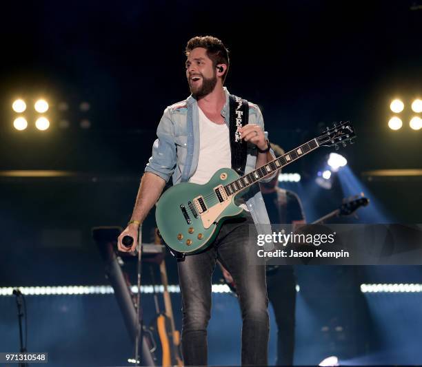 Thomas Rhett performs onstage during the 2018 CMA Music festival at Nissan Stadium on June 10, 2018 in Nashville, Tennessee.