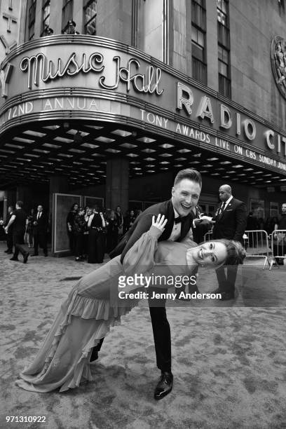 Laura Osnes and Nathan Johnson attend the 72nd Annual Tony Awards at Radio City Music Hall on June 10, 2018 in New York City.