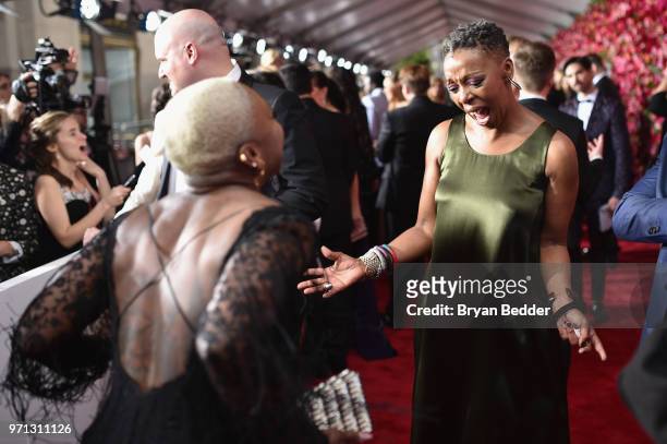 Cynthia Erivo and Noma Dumezweni attend the 72nd Annual Tony Awards at Radio City Music Hall on June 10, 2018 in New York City.