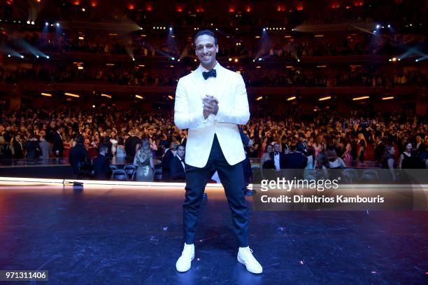 Ari'el Stachel poses backstage during the 72nd Annual Tony Awards at Radio City Music Hall on June 10, 2018 in New York City.