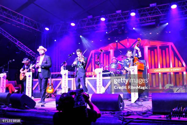 Joshua Hedley and Old Crow Medicine Show perform onstage during Grand Ole Opry at That Tent during day 4 of the 2018 Bonnaroo Arts And Music Festival...