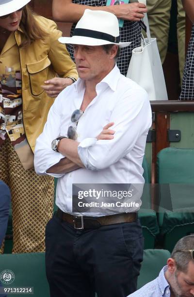 Hugh Grant during the men's final on Day 15 of the 2018 French Open at Roland Garros stadium on June 10, 2018 in Paris, France.