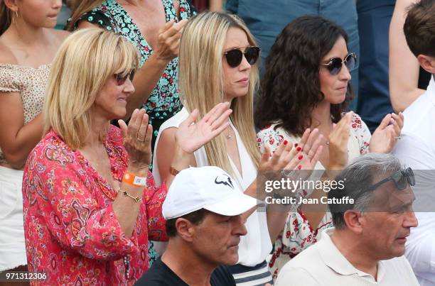 Ana Maria Parera mother of Rafael Nadal of Spain, his sister Maria Isabel Nadal and his girlfriend Xisca Perello during the men's final on Day 15 of...