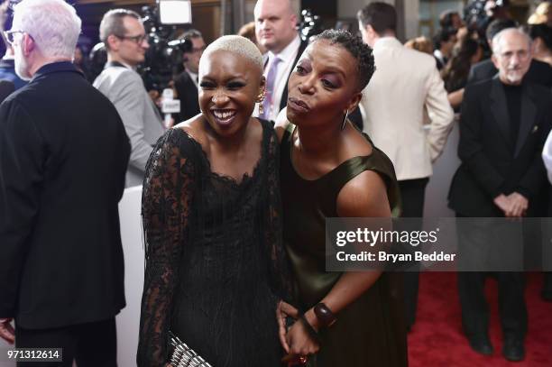 Cynthia Erivo and Noma Dumezweni attend the 72nd Annual Tony Awards at Radio City Music Hall on June 10, 2018 in New York City.