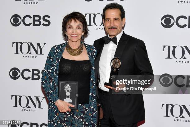 Brooke Adams and Tony Shalhoub, winner of the award for Best Performance by an Actor in a Leading Role in a Musical for "The Band's Visit," poses in...