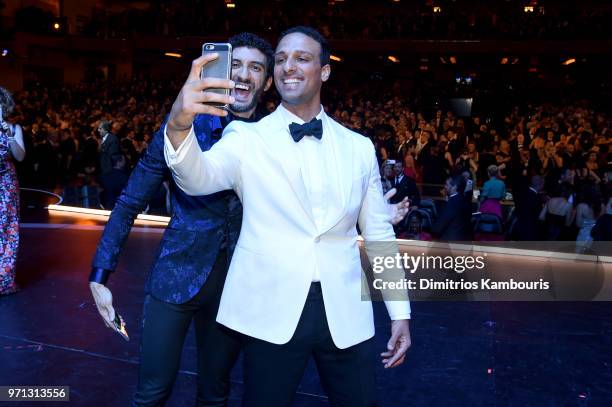 Ariel Stachel takes a selfie onstage during the 72nd Annual Tony Awards at Radio City Music Hall on June 10, 2018 in New York City.