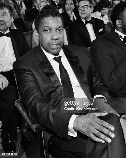 Denzel Washington poses in the audience during the 72nd Annual Tony Awards at Radio City Music Hall on June 10, 2018 in New York City.