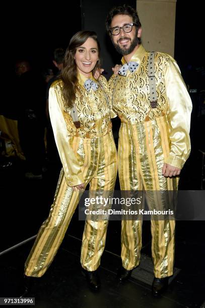Sara Bareilles and Josh Groban pose backstage during the 72nd Annual Tony Awards at Radio City Music Hall on June 10, 2018 in New York City.