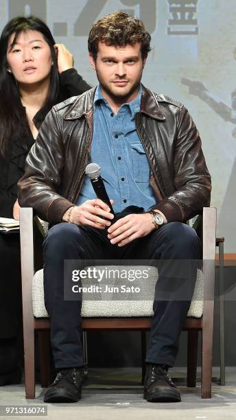 Alden Ehrenreich attends the Solo: A Star Wars Story Press Conference at Midtown Hall on June 11, 2018 in Tokyo, Japan.