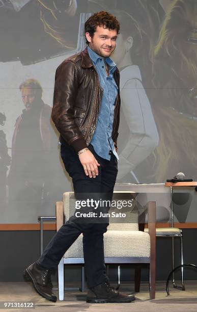 Alden Ehrenreich attends the Solo: A Star Wars Story Press Conference at Midtown Hall on June 11, 2018 in Tokyo, Japan.