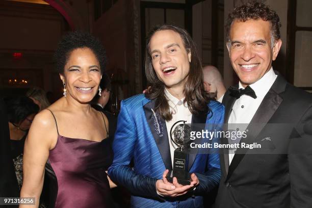 Allyson Tucker, Jordan Roth and Brian Stokes Mitchell attend the 2018 Tony Awards Gala at The Plaza Hotel on June 10, 2018 in New York City.