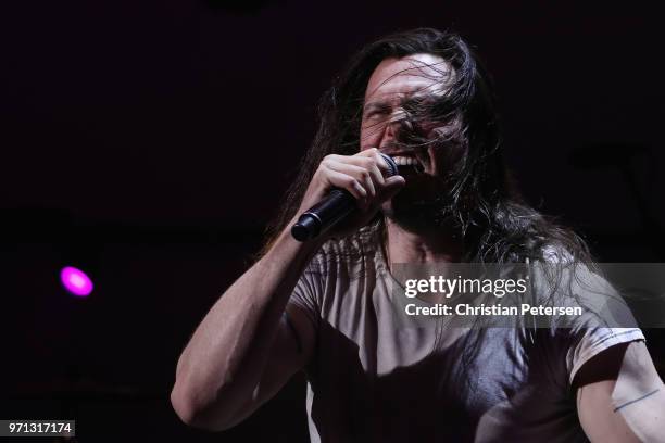 Musican Andrew W.K. Performs during the Bethesda E3 conference at the Event Deck at LA Live on June 10, 2018 in Los Angeles, California. The E3 Game...