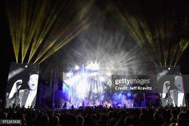 The Killers perform on What Stage during day 4 of the 2018 Bonnaroo Arts And Music Festival on June 10, 2018 in Manchester, Tennessee.