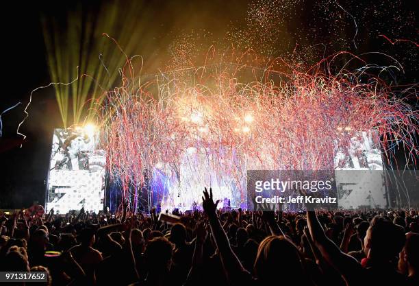 The Killers perform on What Stage during day 4 of the 2018 Bonnaroo Arts And Music Festival on June 10, 2018 in Manchester, Tennessee.