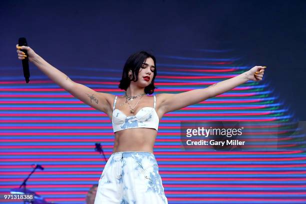 Dua Lipa performs in concert on day 4 of the Bonnaroo Music & Arts Festival on June 10, 2018 in Manchester, Tennessee.