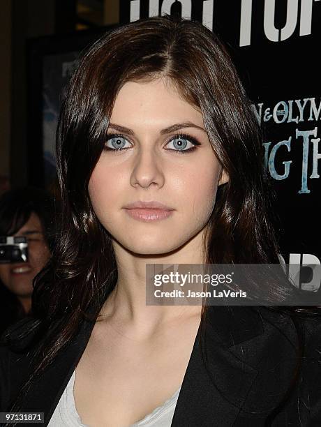 Actress Alexandra Daddario attends the "Percy Jackson & The Olympians: The Lightning Thief!" cast appearance at Hot Topic on February 11, 2010 in...