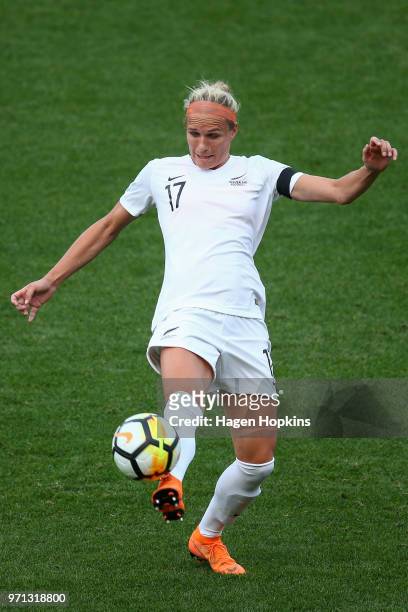 Hannah Wilkinson of New Zealand in action during the International Friendly match between the New Zealand Football Ferns and Japan at Westpac Stadium...