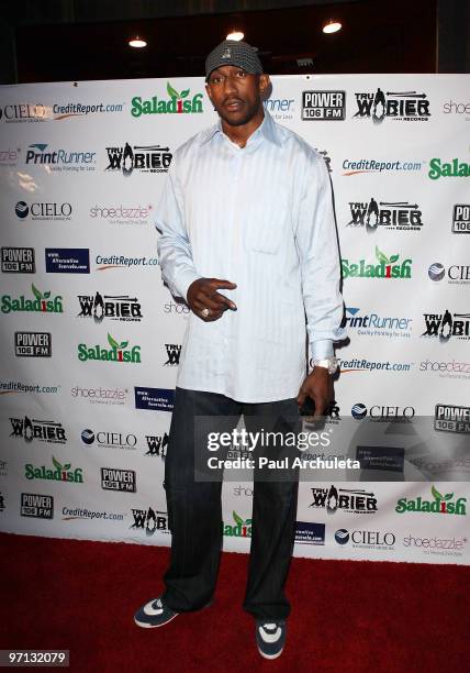 Laker DJ Mbenga arrives at the 1st Annual "Rhyme N Reason" event at The Conga Room at L.A. Live on February 26, 2010 in Los Angeles, California.