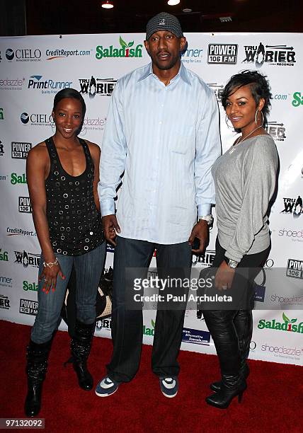 Laker DJ Mbenga & guests arrive at the 1st Annual "Rhyme N Reason" event at The Conga Room at L.A. Live on February 26, 2010 in Los Angeles,...