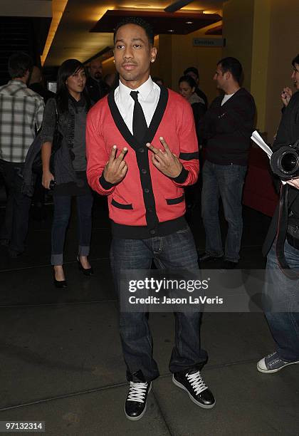 Actor Brandon T. Jackson attends the "Percy Jackson & The Olympians: The Lightning Thief!" cast appearance at Hot Topic on February 11, 2010 in...