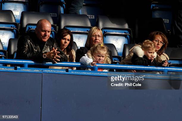 John Terry's wife Toni ang their family watch the Barclays Premier League match between Chelsea and Manchester City at Stamford Bridge on February...