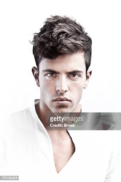 young man portrait - tousled hair man stock pictures, royalty-free photos & images