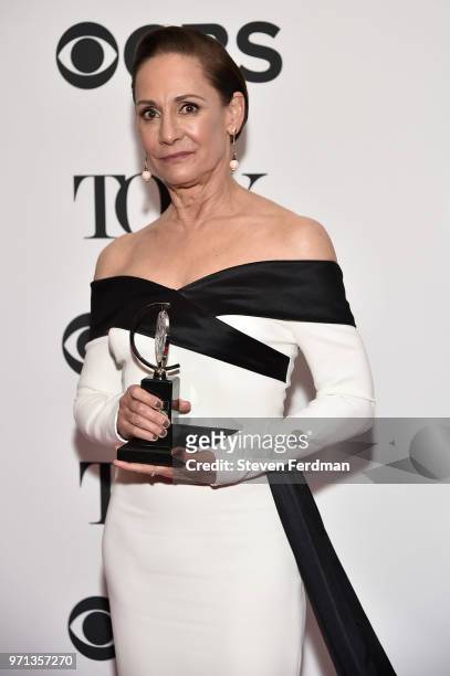 Laurie Metcalf poses in the 72nd Annual Tony Awards Media Room at 3 West Club on June 10, 2018 in New York City.