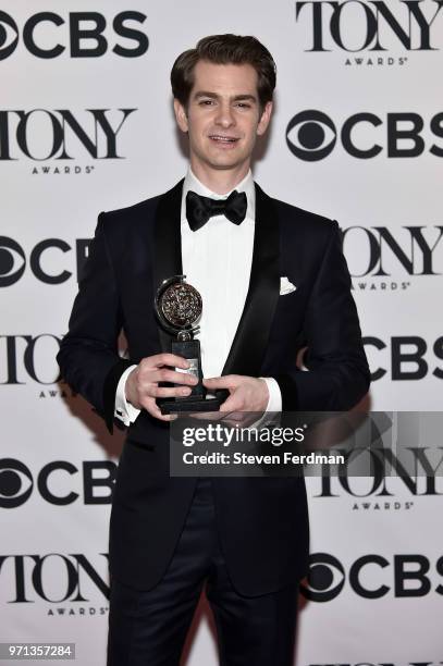 Andrew Garfield poses in the 72nd Annual Tony Awards Media Room at 3 West Club on June 10, 2018 in New York City.