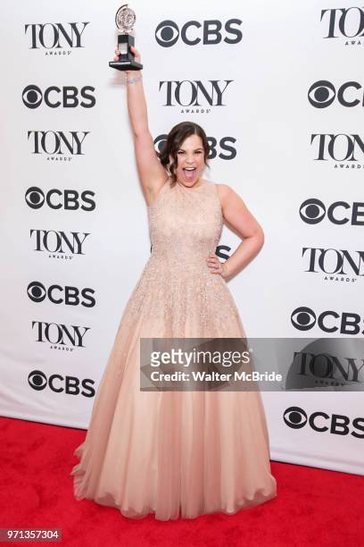 Lindsay Mendez, winner of the award for Best Performance by an Actress in a Featured Role in a Musical for Carousel, poses in the 72nd Annual Tony...