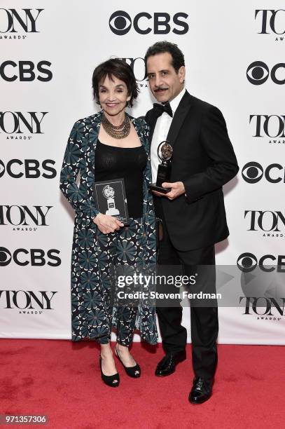 Brooke Adams and Tony Shalhoub, winner of the award for Best Performance by an Actor in a Leading Role in a Musical for 'The Band's Visit,' poses in...