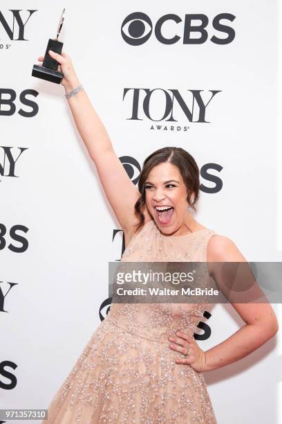 Lindsay Mendez, winner of the award for Best Performance by an Actress in a Featured Role in a Musical for Carousel, poses in the 72nd Annual Tony...