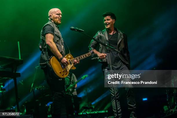 Mark Sheeran and Danny O'Donoghue of The Script performs on stage at Mediolanum Forum on June 10, 2018 in Milan, Italy.