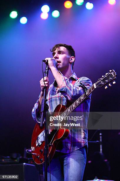 Jack Antonoff of Steel Train opens for Tegan and Sara in concert at The Bass Concert Hall on February 26, 2010 in Austin, Texas.
