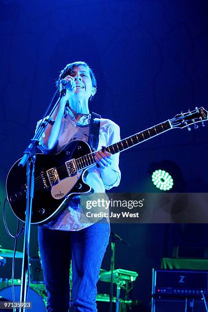 Sara Quin of Tegan and Sara performs in concert at The Bass Concert Hall on February 26, 2010 in Austin, Texas.
