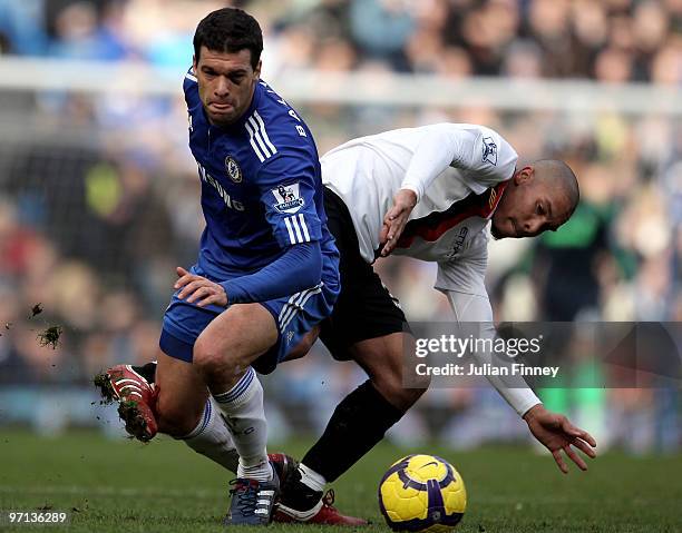 Michael Ballack of Chelsea battles with Nigel De Jong of Manchester City during the Barclays Premier League match between Chelsea and Manchester City...