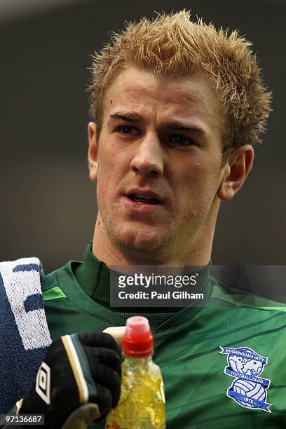 Joe Hart of Birmingham City looks on during the Barclays Premier League match between Birmingham City and Wigan Athletic at St. Andrews Stadium on...