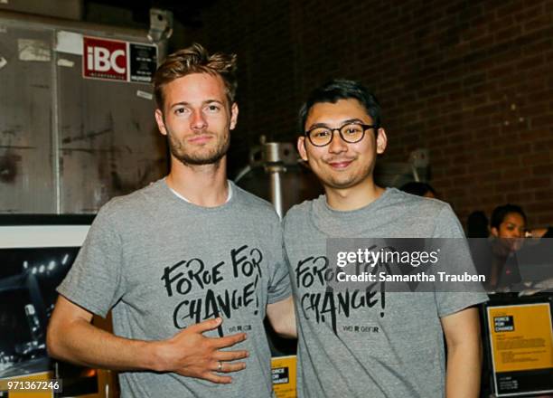 Volunteers of the International Rescue Committee attend at GenR: LA Force for Change Photo Exhibition hosted by GenR and the International Rescue...