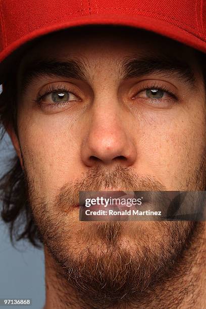 Dan Haren of the Arizona Diamondbacks poses for a photo during Spring Training Media Photo Day at Tucson Electric Park on February 27, 2010 in...